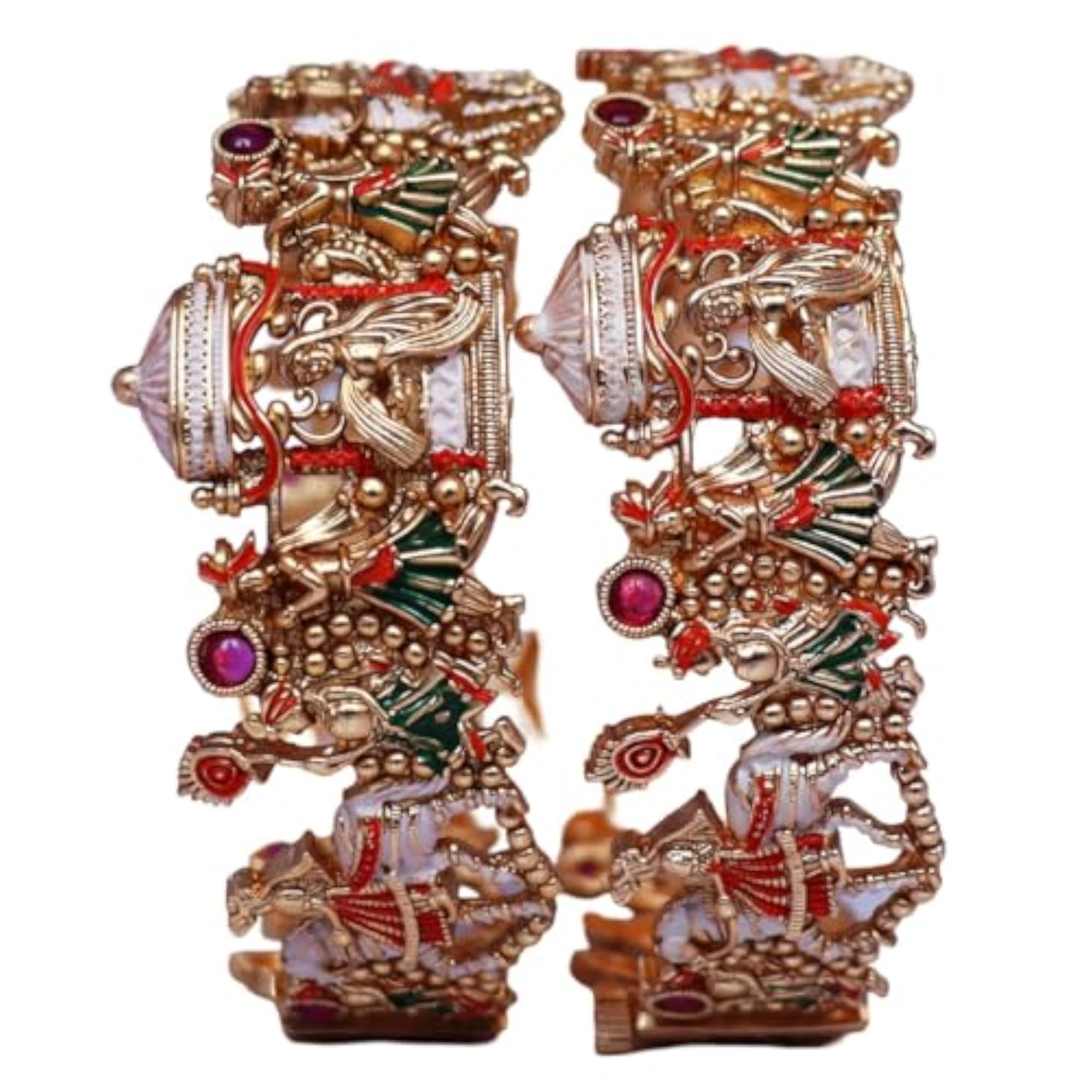 Premium Rajwadi Metal Kada Pair, Ethnic Design